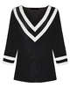 Women Long Sleeve V Neck Stripe Patchwork Pullover Blouse