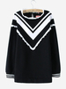 Women Long Sleeve V Stripe Patchwork Sweatshirt