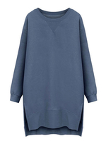 Women Long Sleeve Velvet Thicken Pullover Side Split Sweatshirts