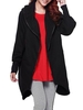 Women Long Sleeve Zipper Irregular Hem Hooded Cotton Sweatshirt