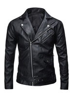 Women Long Sleeve Zipper Lapel Short Motorcycle Leather Jacket