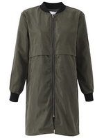 Women Long Sleeve Zipper Split Loose Windbreaker Long Coat