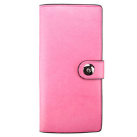 Women Long Wallet Fastener Card Holders Pure Color Purse