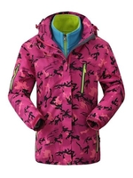Women Loose Camouflage Waterproof Windproof Hooded Jacket