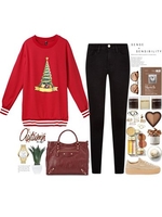 Women Loose Christmas Long Sleeve O Neck Hoodies