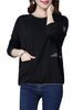 Women Loose Pocket Stitching Long Sleeves Shirt