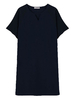 Women Loose Short Sleeve Color Contrast Chiffon Patchwork Dress