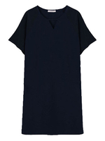Women Loose Short Sleeve Color Contrast Chiffon Patchwork Dress