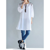 Women Loose Solid Hem Split Three Quarter Sleeve Mini Dress