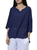 Women Loose V-Neck 3/4 Sleeve Pullover Shirt