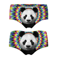 Women Lovely 3D Print Panties Two-Sided Cats Dogs Cartoon Mid Waist Briefs Underwear