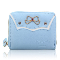 Women Lovely Bowknot Zipper Short Wallet Purse Card Holders