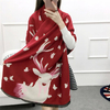Women Luxury Elk Animal Pattern Duplex Cashmere Scarves Thick Warm Shawls Christmas Gifts