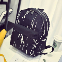 Women Men Black White Printing Shoulder Bags Backpack School Bags