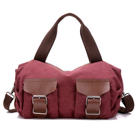 Women Men Canvas Multi-pokcet Casual Handbag Shoulder Bag Crossbody Bags
