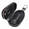 Women Men Genuine Leather Zipper Portable Auto Car Key Ring Remote Chain Bags Pouch