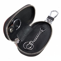 Women Men Genuine Leather Zipper Portable Auto Car Key Ring Remote Chain Bags Pouch