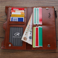 Women Men PU Wallet Card Bag Business Long Zipper Purse Wallet