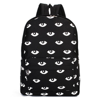 Women Men School Bag Cute Bags Big Eyes Pattern Canvas Backpack