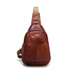 Women Men Tribal Genuine Leather Chest Bag Durable Vintage Multi-pocket Crossbody Bag