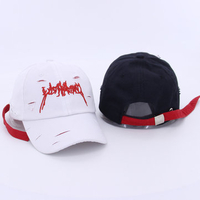 Women Mens Washed Embroidery Holes Curved Brim Snapback Baseball Hats Casual Visor Hip Hop Caps