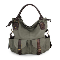 Women Multi-pocket Canvas Handbags Casual Crossboody Bag Leisure Shopping Shoulder Bags