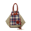 Women Multifunctional Grid Preppy Style Multifunctional Backpack Shoulder Bag Crossbody Bag