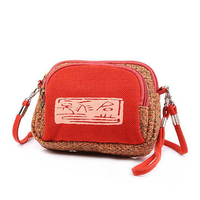Women National Canvas Vintage Clutches Bag Phone Bag Crossbody Bag