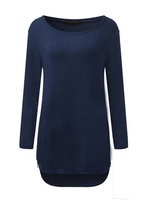 Women O-Neck Long Sleeve Side Zippers Knit Dress