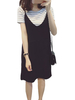 Women O-Neck Stripe T-Shirt Two-Piece Straps Dress