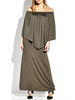 Women Off-shoulder Flouncing Solid Color Maxi Dress