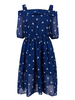 Women Off Shoulder Ice Cream Printed Pleats Chiffon Party Dress