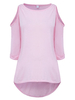 Women Off Shoulder Irregular Hem Pure Color Casual T-shirts