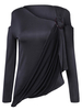 Women Off-shoulder Irregular Three Quarter Sleeve T-shirt