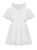 Women Off Shoulder Ruffle Chiffon Patchwork A-line Mini Dress