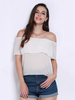 Women Off Shoulder Slash Neck Chiffon Top
