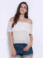 Women Off Shoulder Slash Neck Chiffon Top