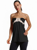 Women Off Shoulder Strapless Patchwork Sexy Tank Tops