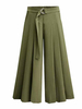 Women OL Elastic High Waist Pure Color Wide Leg Pants