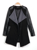 Women Parchwork Zipper Halter Long Sleeve Turn Down Collar Thick Coats
