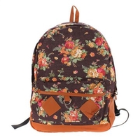 Women Pastoral Style Canvas Flower Backpack