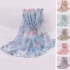 Women Pastoralism Butterfly Printed Voile Scarves Stole Long Soft Shawl Wrap
