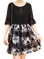 Women Patchwork Chiffon Printed Half Sleeve T-shirts