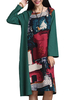 Women Patchwork Long Sleeve Printed Loose Cotton Vintage Dresses