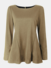 Women Patchwork Long Sleeve Pure Color O-neck T-shirt