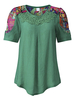 Women Patchwork Short Sleeve Floral Printed T-shirts