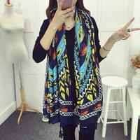 Women Patterns Linen Cotton Scaves Oversized Shawl Beach Tassel Beach Towel Scarf
