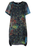 Women Peacock Printed Fake Two-piece High Low Dress