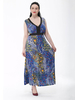 Women Peacock Printed V-Neck Sleeveless Maxi Dress