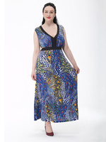 Women Peacock Printed V-Neck Sleeveless Maxi Dress